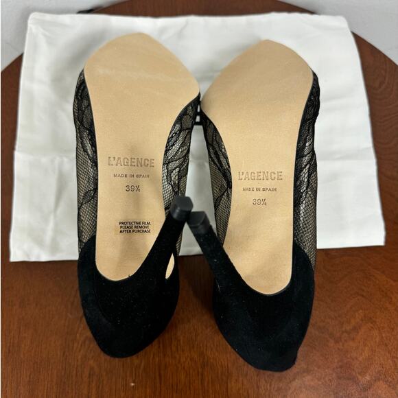 L'AGENCE Simone Lace Pumps in Black Lace/Suede Women's Size EU 39.5 - Picture 8 of 8